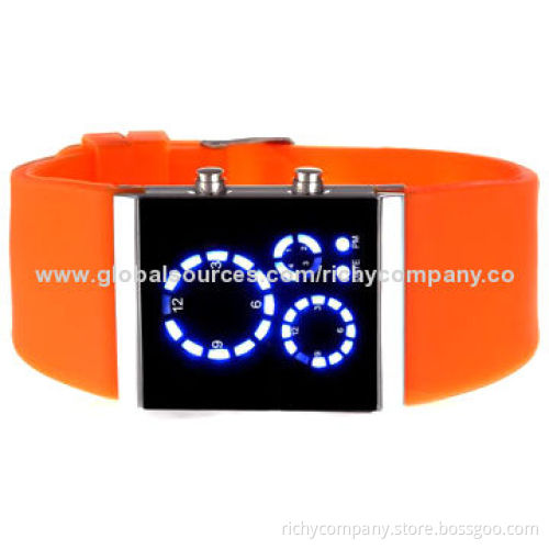 LED watch with silicone watchband